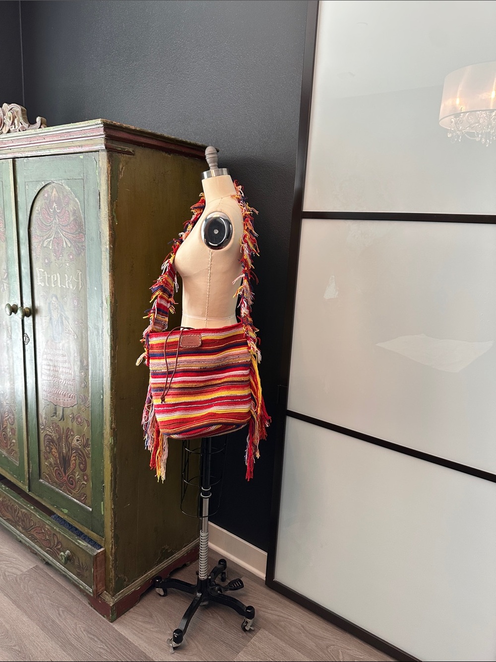 Chloe Multicolor Stripe Fringe Shoulder Bag boho like new has tags gently used